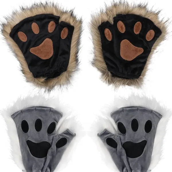 Therian Paws, Katt tass 1 Par Halvfinger Therian Paws Söta broderade päls tassar Dekorativa realistiska tasshandskar för barn vuxna cosplay scen, | Fyndiq> Tillbehör