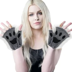Therian Paws, Katt tass 1 par halvfinger Therian Paws Söta broderade päls tassar Dekorativa realistiska tass handskar för barn vuxna Cosplay scen, Svart | Fyndiq> Tillbehör