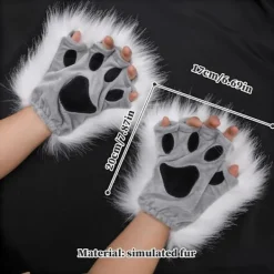 Therian Paws, Katt tass 1 par halvfinger Therian Paws Söta broderade päls tassar Dekorativa realistiska tass handskar för barn vuxna Cosplay scen, Svart | Fyndiq> Tillbehör