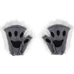 Therian Paws, Katt tass 1 par halvfinger Therian Paws Söta broderade päls tassar Dekorativa realistiska tass handskar för barn vuxna Cosplay scen, Svart | Fyndiq><noscript><img width=