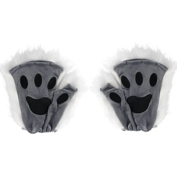 Therian Paws, Katt tass 1 par halvfinger Therian Paws Söta broderade päls tassar Dekorativa realistiska tass handskar för barn vuxna Cosplay scen, Svart | Fyndiq> Tillbehör