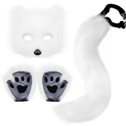 Therian Tassar Pälsig Räv Mask Svans Kvinnors Fest Cosplay Kostym Fancy Dress Outfits—max> Tillbehör