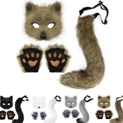 Therian Tassar Pälsig Räv Mask Svans Kvinnors Fest Cosplay Kostym Fancy Dress Outfits—max> Tillbehör
