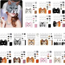 Therians Mask Set DIY Pälsdjursmask för Halloween Cosplay - Räv- och Kattmask med Päls, Ögonnät, Filtark> Tillbehör