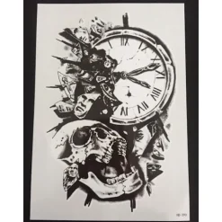 XiaoTeng Tillfällig Tatuering 21 x 15cm - ur dödskalle> Smink