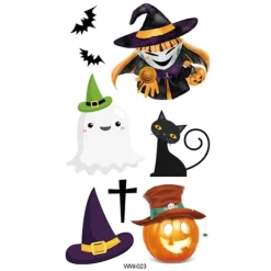 XiaoTeng Tillfällig Tatuering 10x5cm - Halloween special! Spöke katt> Smink