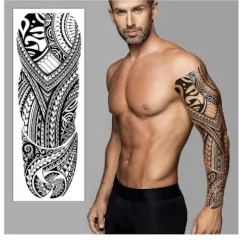 Tillfällig tatueringsärmöverföring - Full Arm Tribal Vattentät Fake Tat> Smink
