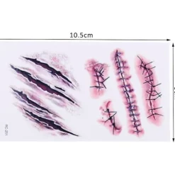 Tillfälliga Tatueringar (10 Ark) - Halloween Zombie Ärr Tatueringsdekaler med Falskt Sårblod Special E><noscript><img width=