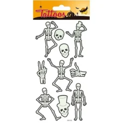 GLOBAL GIFT Tillfälliga tatueringar - Halloween skelett> Smink