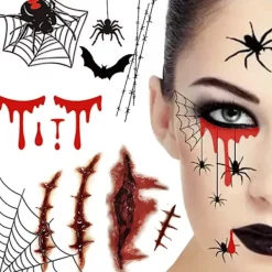 Tillfälliga tatueringar för Halloween - Realistiskt blodmotiv> Smink