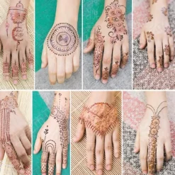 Tillfälliga tatueringar, Henna tatueringar Bruna röda tatueringar klistermärken Spets tillfälliga tatueringar Vattentäta kroppsklistermärken för kvinnor Flickor Kroppskonst 6 ark | Fyndiq> Smink