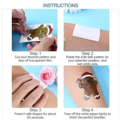 Tinksky 72pcs Christmas Holiday Cartoon Temporary Stickers Sheets For Adults With 18 Assorted Patterns> Smink