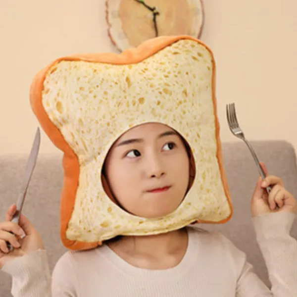 ATELA Toast Bröd Hatt Varmt Bröd Selfie Rekvisita Plysch Hatt Kostymtillbehör> Huvudbonader