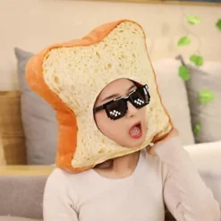 Toast Mjuk Tyg Brödskivor Plysch Huvudbonad (38cm), Söt och Rolig Hatt Plysch Brödhatt Nyhet Klädhatt Födelsedag Foto Rekvisita Vuxna Barn> Huvudbonader