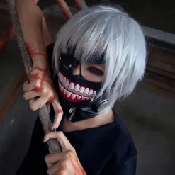 FMYSJ Tokyo Ghoul Ghoul Kaneki Ken Cosplay Peruk Herr Silver Vit Peruk Unisex Huvudbonad (FMY)> Peruker