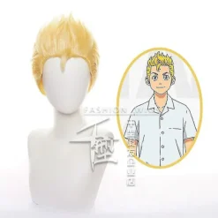 Tokyo Revengers Hanagaki Takemichi Peruk Tokyo Revengers Cosplay Kostym Män Fest Syntet hår Guld> Peruker