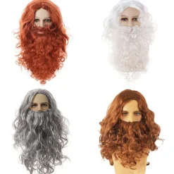 Tomte peruk skägg komplett set Jesus peruk Europa och USA långt lockigt hår jul peruk skägg set-B modeller><noscript><img width=