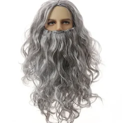 Tomte peruk skägg komplett set Jesus peruk Europa och USA långt lockigt hår jul peruk skägg set-C modeller> Tillbehör