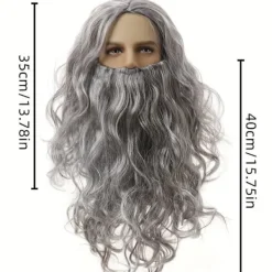 Tomte peruk skägg komplett set Jesus peruk Europa och USA långt lockigt hår jul peruk skägg set-C modeller> Tillbehör
