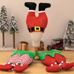 Tomtebyxor Santahatt Rolig Julfesthatt Bälte Randig Tomtebyxor Hatt Juldekorationer Kostymtillbehör (C)> Huvudbonader