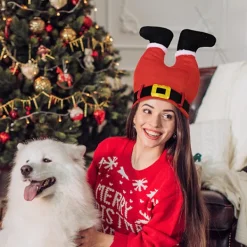 Tomtebyxor Santahatt Rolig Julfesthatt Bälte Randig Tomtebyxor Hatt Juldekorationer Kostymtillbehör (C)><noscript><img width=