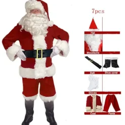 Tomtedräkt 7 delar komplett juldräkt för vuxna Cosplay Tomtedräkt plus älva plus tomte xl puls (180-195cm)><noscript><img width=