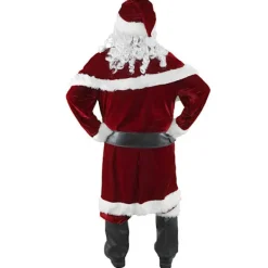 Tomtedräkt Vuxen Julkostym Röd Deluxe Sammet Fancy 8 delar Gåva-FX- 4XL> Dräkter