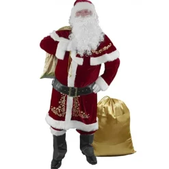 Tomtedräkt Vuxen Julkostym Röd Deluxe Sammet Fancy 8 delar Gåva-FX- 4XL><noscript><img width=