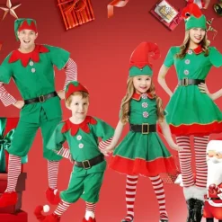 Holocky Tomte-dräktset för barn, jultomtens hjälpreda, dräkt, cosplay, festkläder 160cm> Dräkter