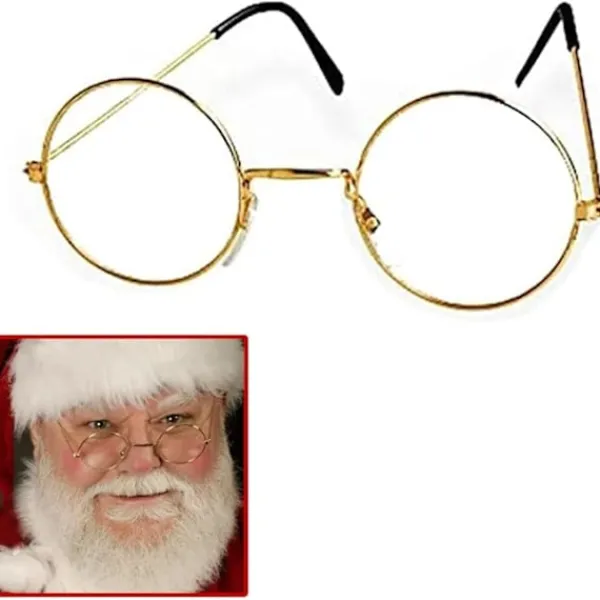 Tomteglasögon Tomtedräkt Retro Runda Nickelfärgade Glasögon Tomte med Runda Linser> Tillbehör