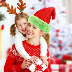 Tomtehatt Grinch Jultomtehatt Unisex Röd Grön Tjock Sammet Bekväm Plysch Tomtehatt Jul Klassisk Hatt Julhatt><noscript><img width=