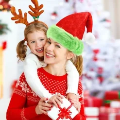 Tomteluva Grinch Tomteluva Unisex Röd Grön Tjock Sammet Bekväm Plysch Tomteluva Jul Klassisk Hatt Julhatt><noscript><img width=