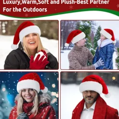 wxsp Tomteluva Tomteluva för vuxna Deluxe Plysch Tomteluva med en Fuskpäls Pompom på toppen och Bred för Tomten><noscript><img width=