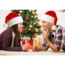 Tomteluva Vuxen Deluxe Plysch Tomteluva med Fuskpäls Pom-pom på Toppen Bred Passform Tomtedräkt Adult version><noscript><img width=