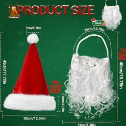 Tomteluvor Tomteskägg och Tomteperuk Juldekorationer Julhatt Skägg och Peruk Set för Vuxna Familjefester Presenter Fancy Nyhet Kostymklänning A> Tillbehör