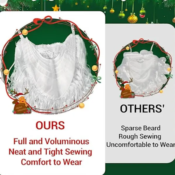 Tomteluvor Tomteskägg och Tomteperuk Juldekorationer Julhatt Skägg och Peruk Set för Vuxna Familjefester Presenter Fancy Nyhet Kostymklänning A> Tillbehör