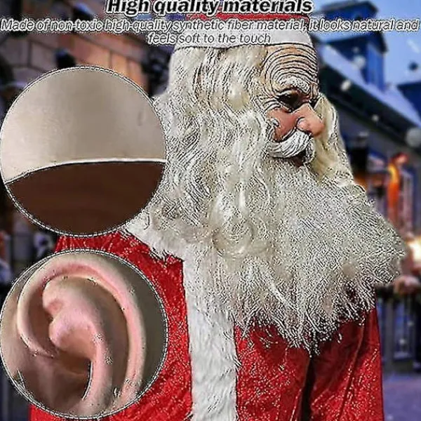 Fww Tomtemask för män, Jullatexmask, Tomtehuvudmask, Realistisk Tomtemask för gammal man med röd tomtemössa för festliga tillfällen> Masker