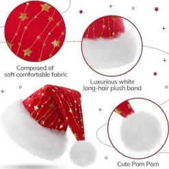 Tomtemössa för Vuxna Fluffig Julmössa med Gyllene Stjärnor Varm Stor Julmössa för Män och Kvinnor><noscript><img width=