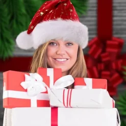 Tomtemössa för Vuxna Fluffig Julmössa med Gyllene Stjärnor Varm Stor Julmössa för Män och Kvinnor><noscript><img width=