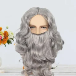 LEIGELE Tomteskägg och peruk Jul Tomtedräkt Set för julfest, Jul Tomtedräkt Dekorationer för Kvinnor Män Vit (LGL)><noscript><img width=