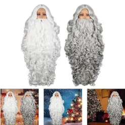 Tomteskägg och Peruk Set Deluxe Jultomte Hår med Skägg Falsk Mustasch Jul Tomte Cosplay Kostym Tillbehör Vit> Tillbehör