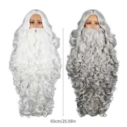 Tomteskägg och Peruk Set Deluxe Jultomte Hår med Skägg Falsk Mustasch Jul Tomte Cosplay Kostym Tillbehör Vit><noscript><img width=