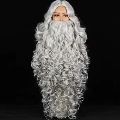 Tomteskägg och Peruk Set Deluxe Jultomte Hår med Skägg Falsk Mustasch Jul Tomte Cosplay Kostym Tillbehör Vit><noscript><img width=