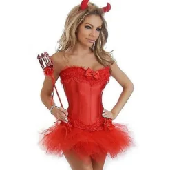 Top Drawer 3-delad Sexig Djävul Korsett Kostym för Kvinnor> Dräkter