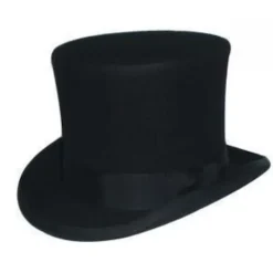 Topphatt i ull för män, foder i satin, svart, hög hatt för män, juldräkt> Huvudbonader