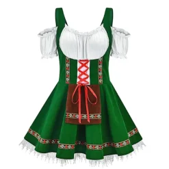 Traditionell Oktoberfestdräkt Paraddräkt Tavern Bartender Servitris Outfit Cosplay Karneval Halloween Festlig Festklänning Grön M> Dräkter