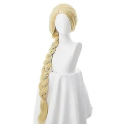 TryggHandla Trasslig Prinsessa 120cm 47" Rak Blond Superlång Cosplay Peruk Rapunzel Syntetiskt Hår Anime Peruk + Perukmössa Guld V-lingling}> Peruker