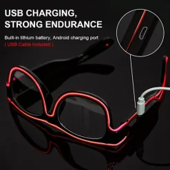 Trådlösa lysande glasögon, LED EL Neon lysande maskglasögon, festglasögon för festdekorationer, födelsedag, julfest, galen fest, rave, EDM,><noscript><img width=