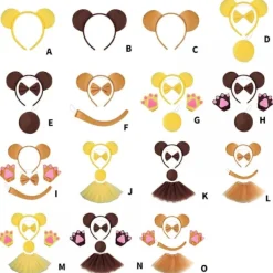 GIFT OF G （Tre stycken ögonbryn) Björnhårband Halloween Pannband Sött Plysch Björn Öra Hårband Kostymtillbehör Djurhuvudbonad Smink D><noscript><img width=