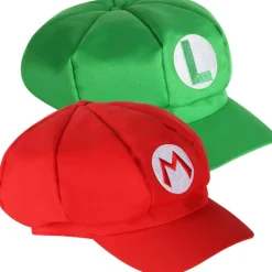 TRIXES 2-pack Mario och Luigi-hattar, röda och gröna kepsar med videospeltema> Huvudbonader